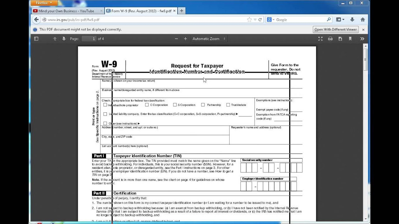Filling Out W-9 Form