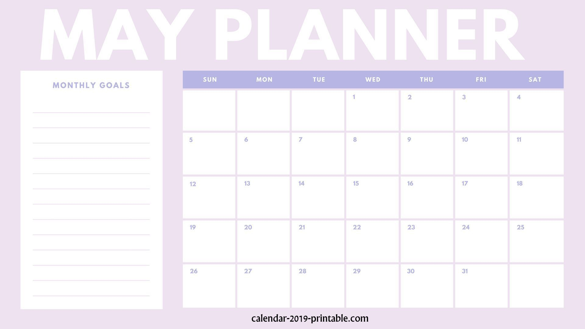 Free 2019 Planners From January To December | Calendar 2019