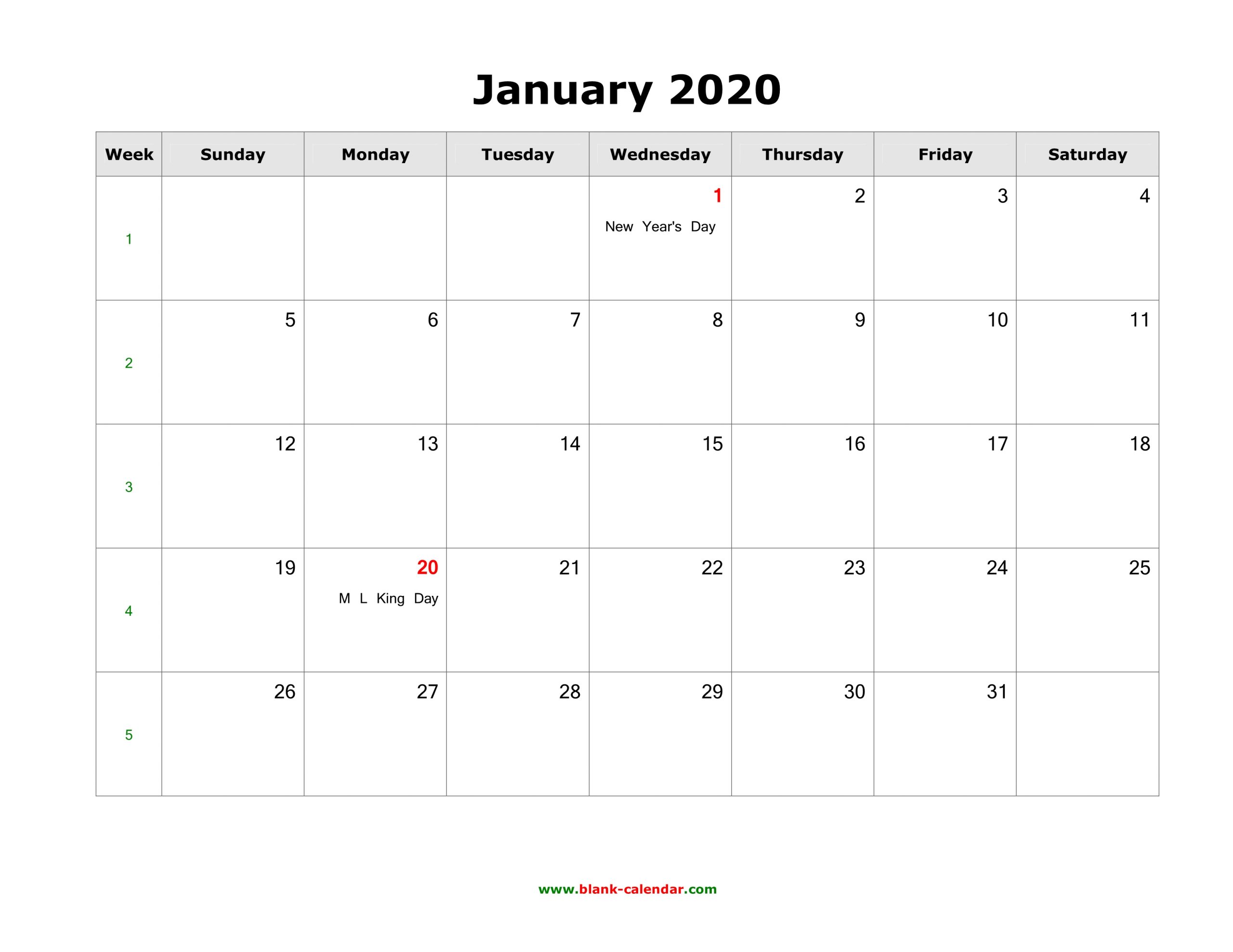 Free 2020 Calendar Template Word - Togo.wpart.co