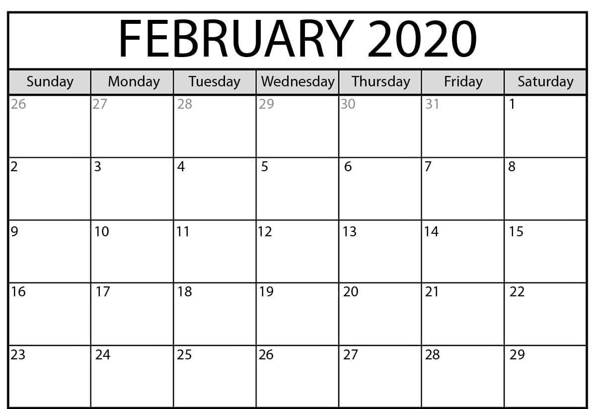 Free 2020 Editable February Calendar Blank Template