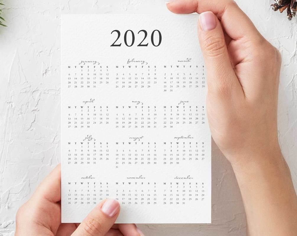 Free 2020 Yearly Calendar Printable Pdf