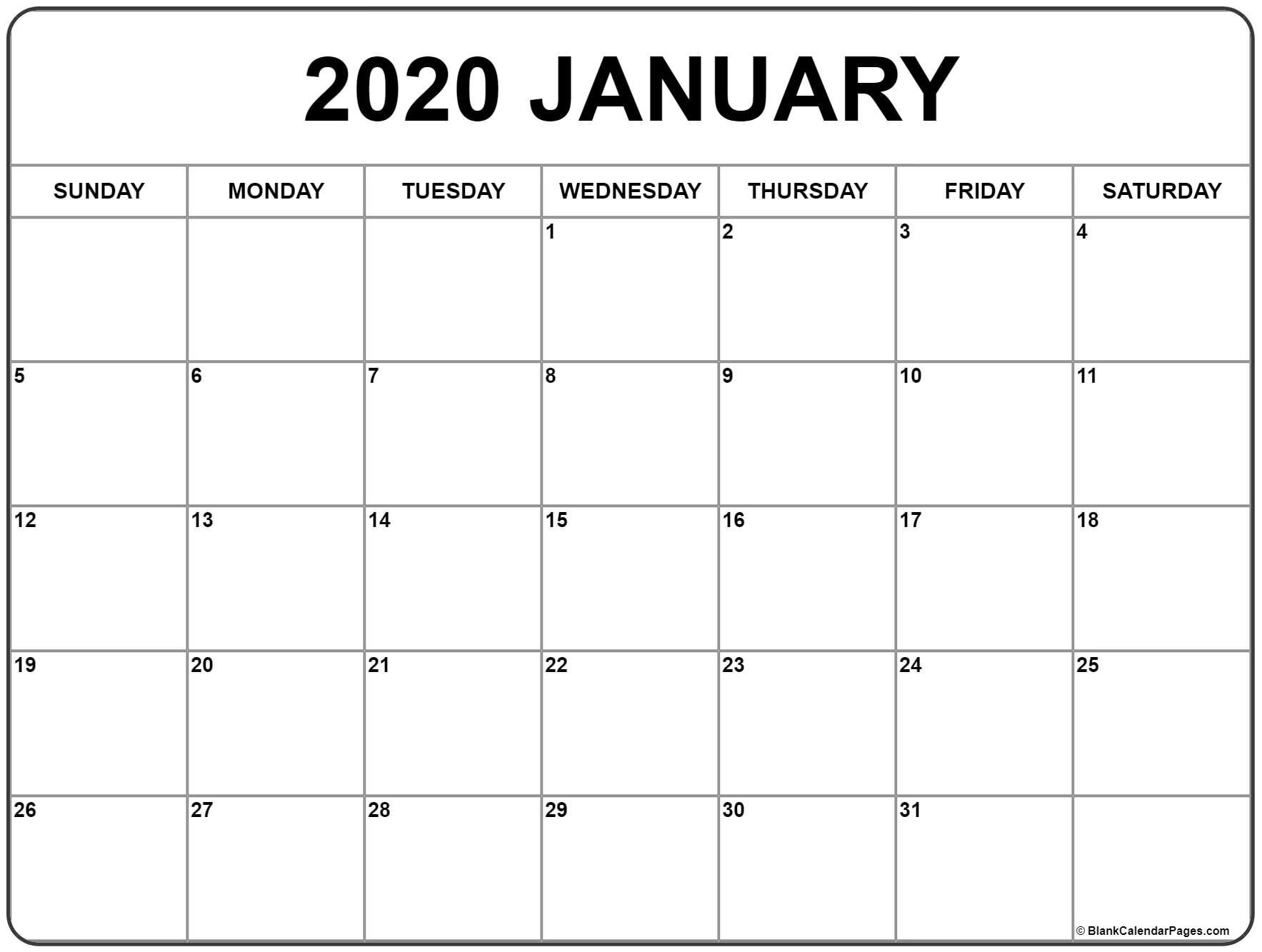 Free Blank 2020 Calendar - Togo.wpart.co
