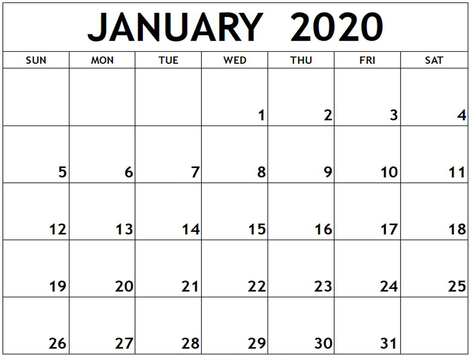 Free Editable January Calendar 2020 Printable Template With