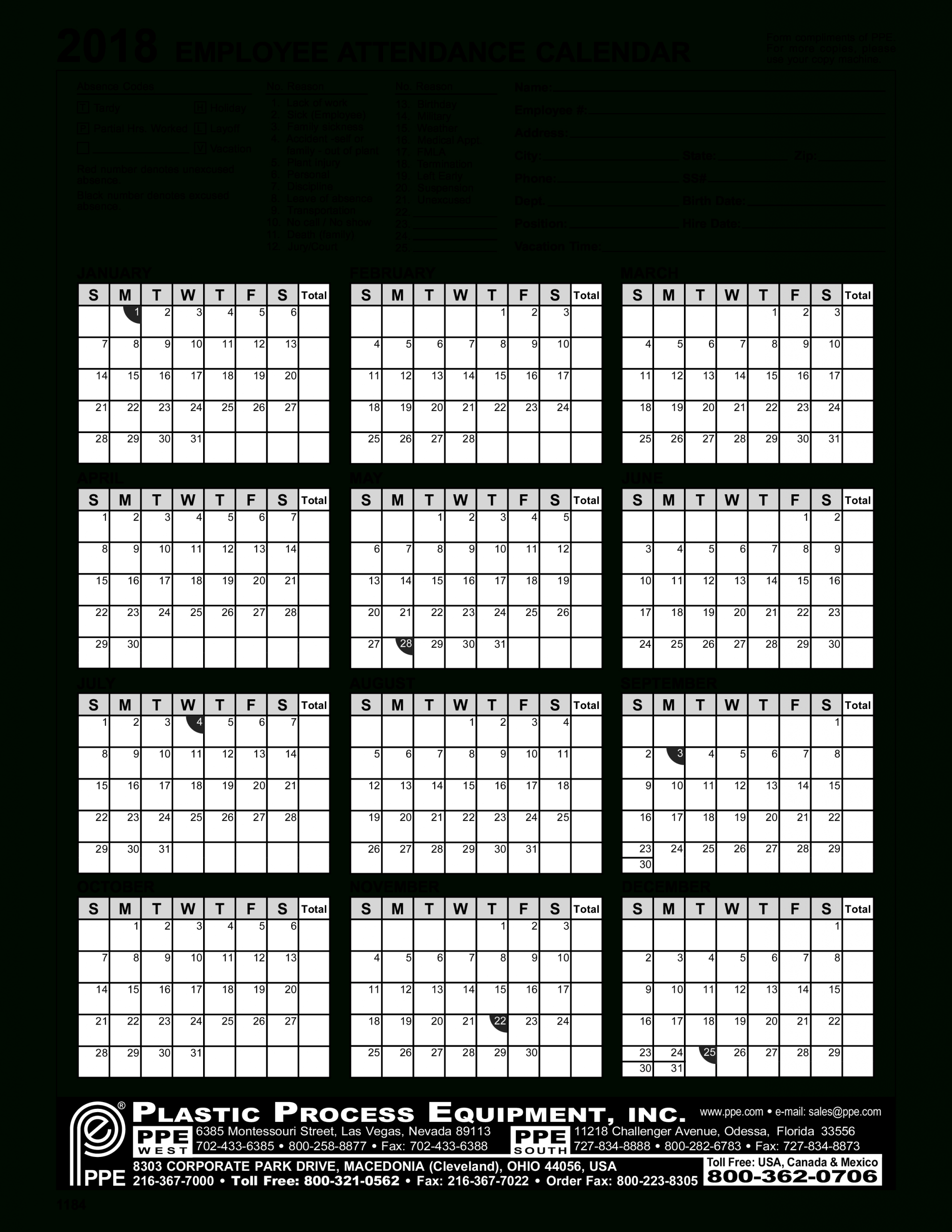 Pick Free Printable 2020 Attendance Calendar Calendar Printables Free 