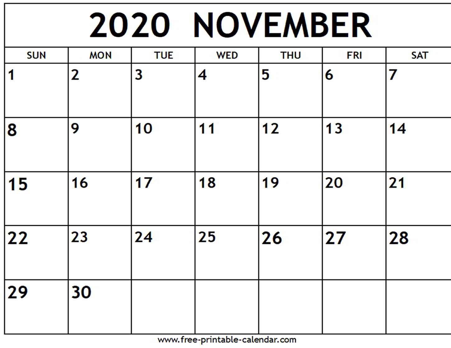 Free November 2020 Calendar - Togo.wpart.co
