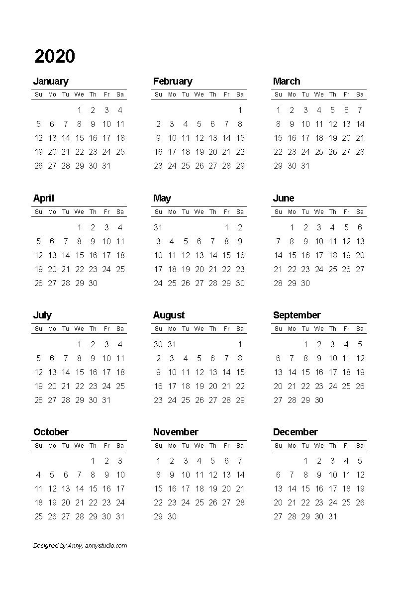 Catch 2020 Calendar Printable Free Pdf