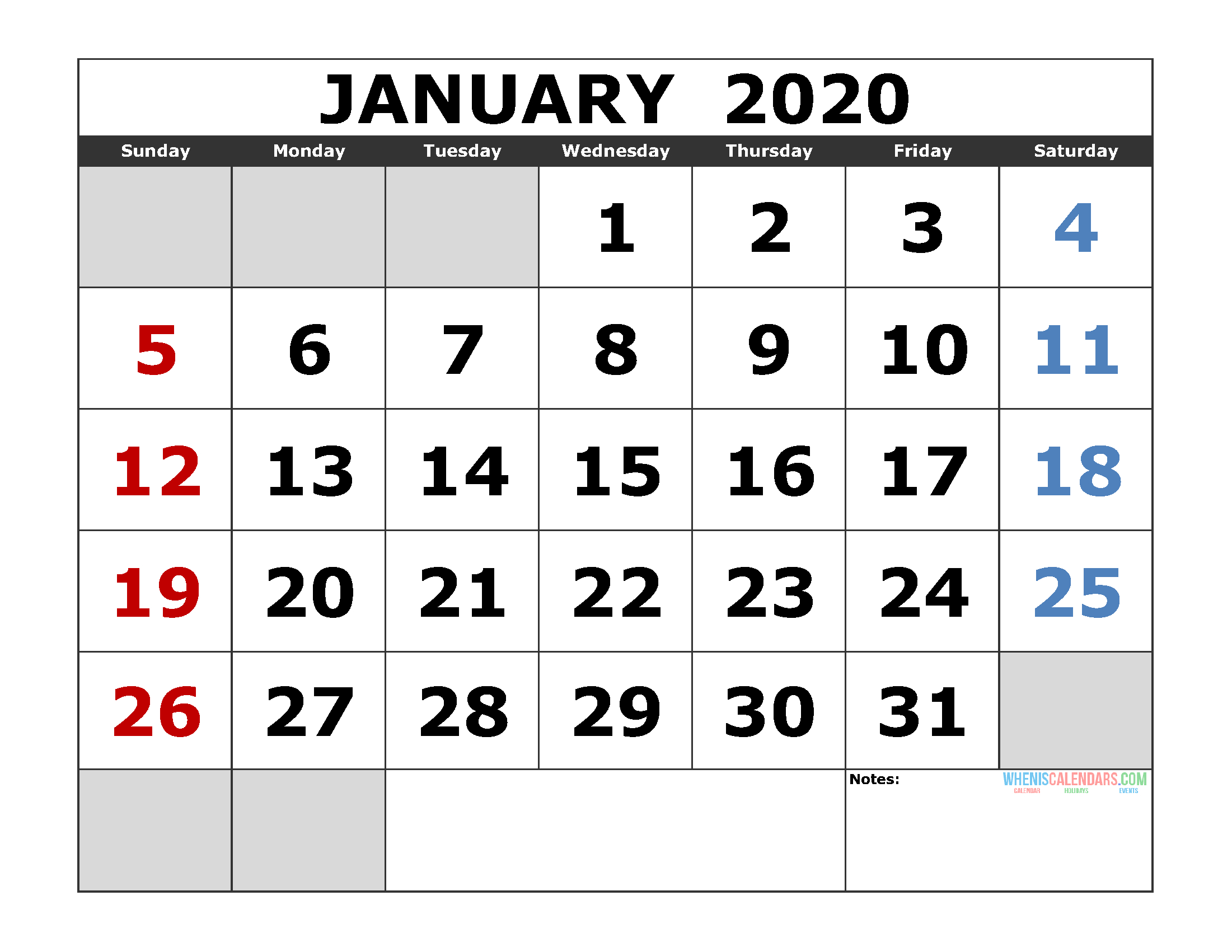 Free Printable Monthly Calendar 2020 Excel, Pdf, Image [Us