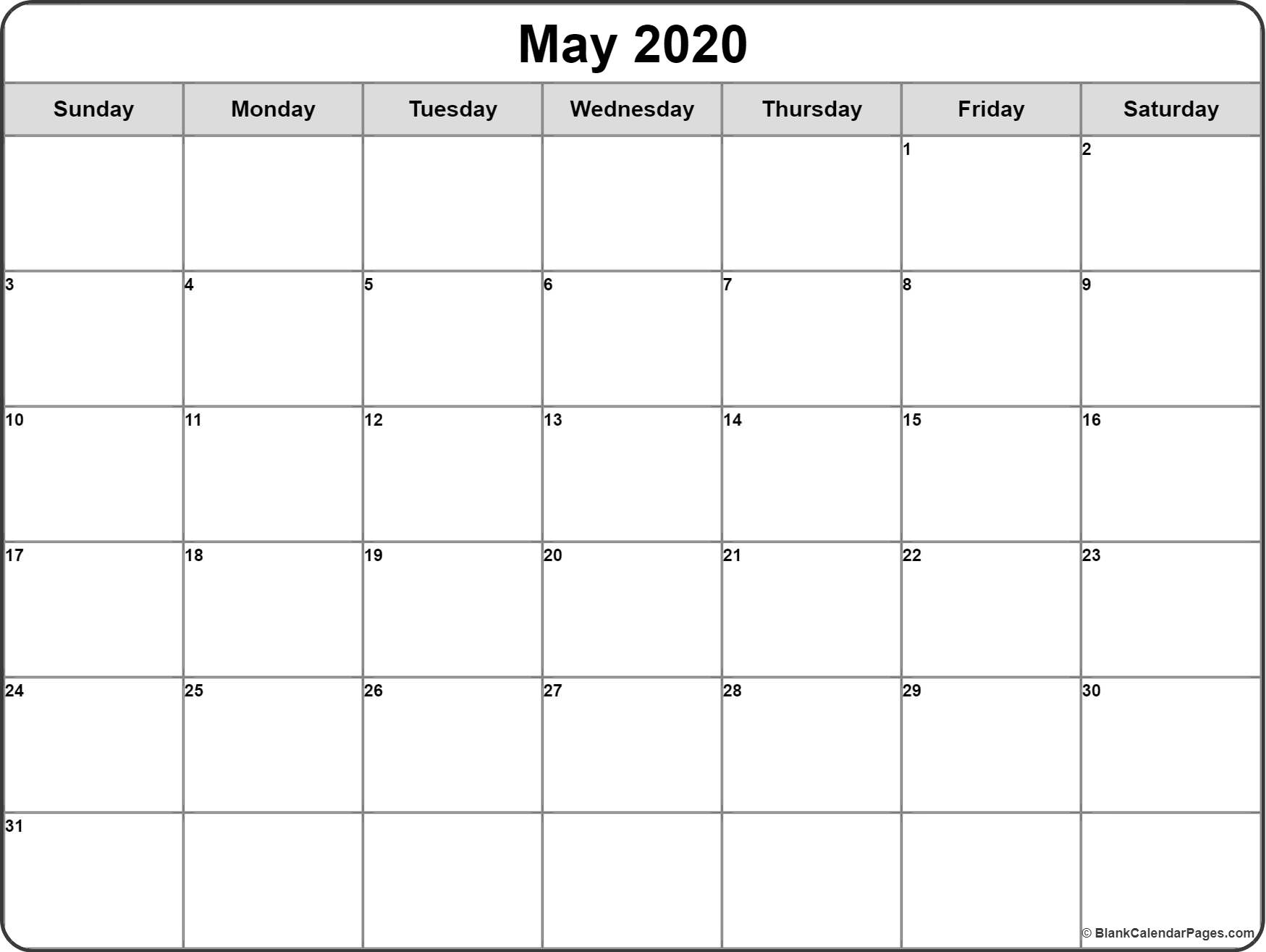 Free Printable Monthly Calendar Templates 2020 - Togo.wpart.co