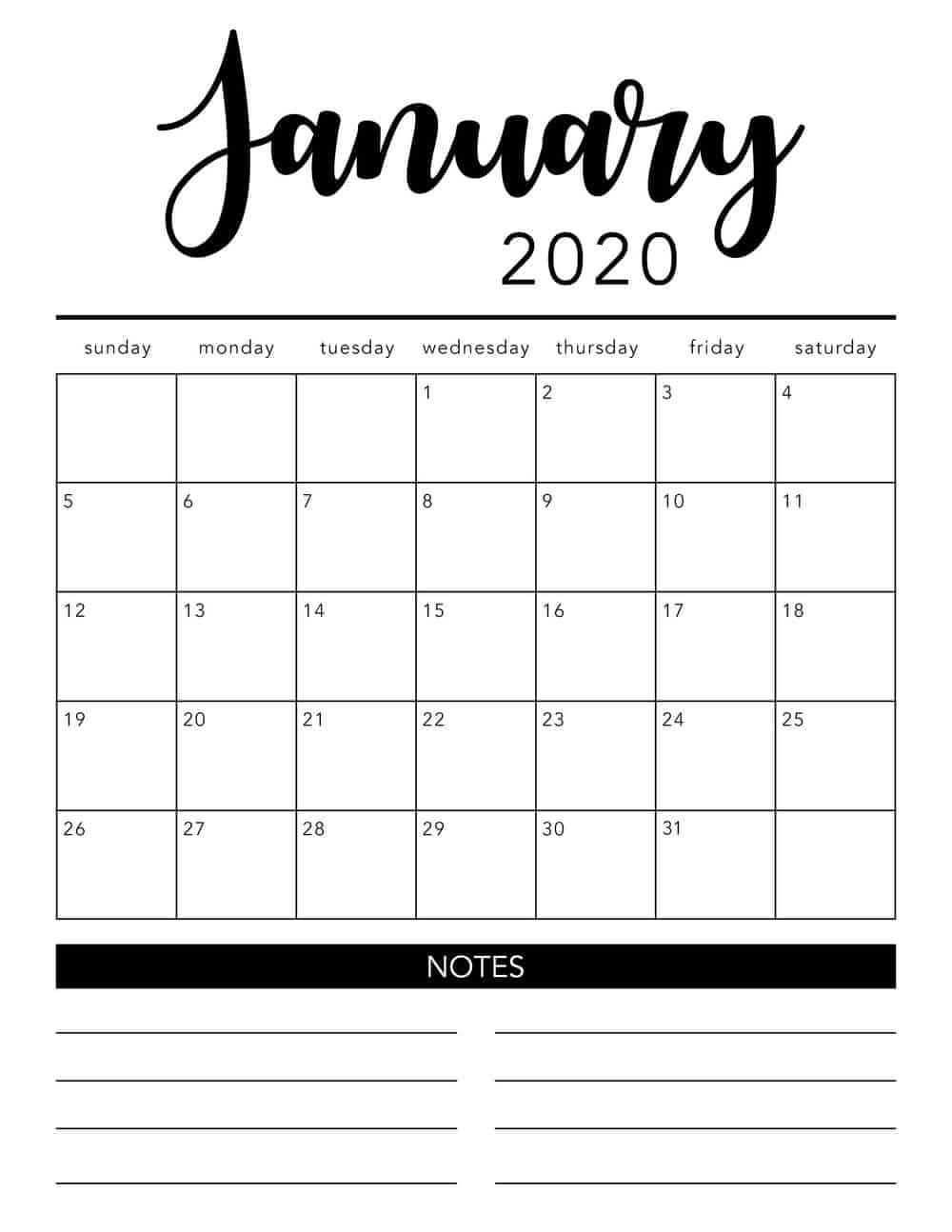 Free Printable Monthly Calendars 2020 - Togo.wpart.co