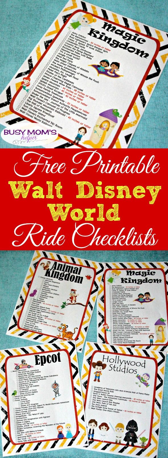 Free Printable Walt Disney World Ride Checklists | Walt