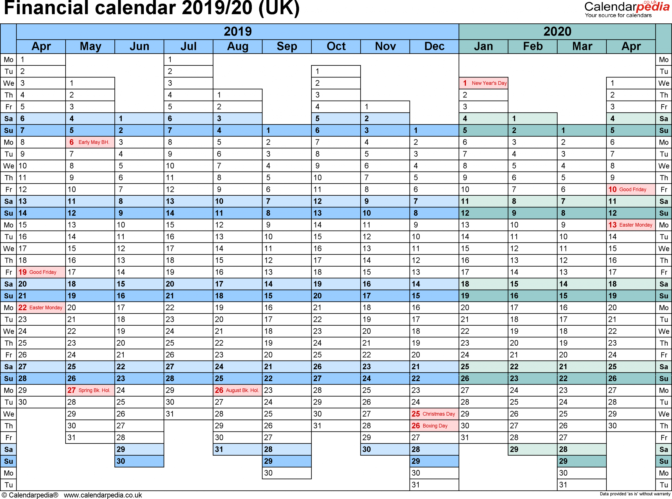 Hmrc Tax 2019 – 2020 Calendars | Calendar Template Printable