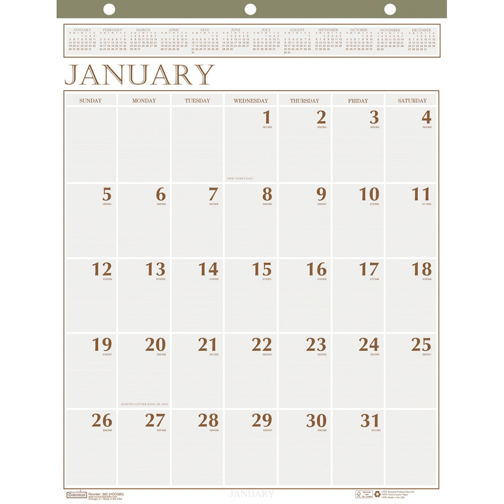 House Of Doolittle 380 20&quot; X 26&quot; Recycled Large Print Monthly January 2020  - December 2020 Wall Calendar