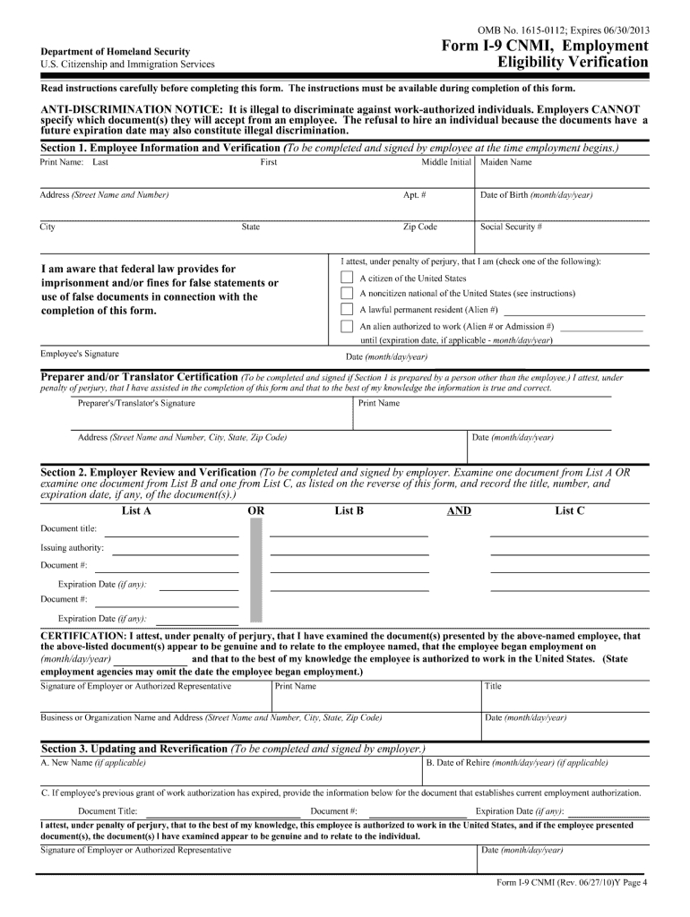 I 9 Form 2013 - Fill Online, Printable, Fillable, Blank