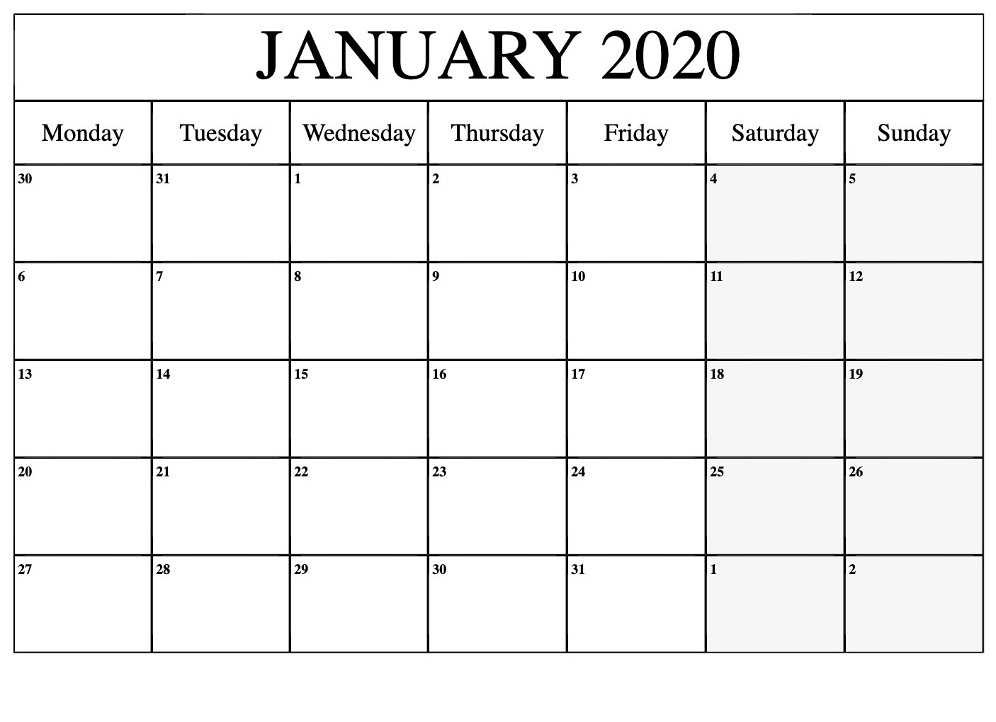 Images For January 2020 Calendar Printable | Printable Calendar