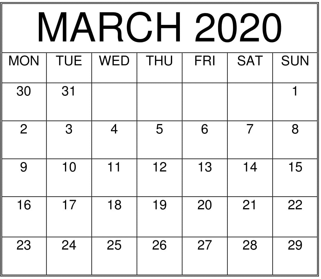 Images For March 2020 Calendar Printable | 12 Month