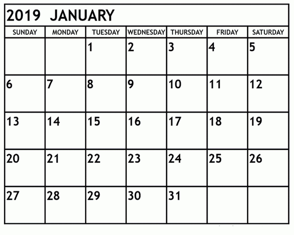 January 2019 Calendar For Excel | Printable Calendar