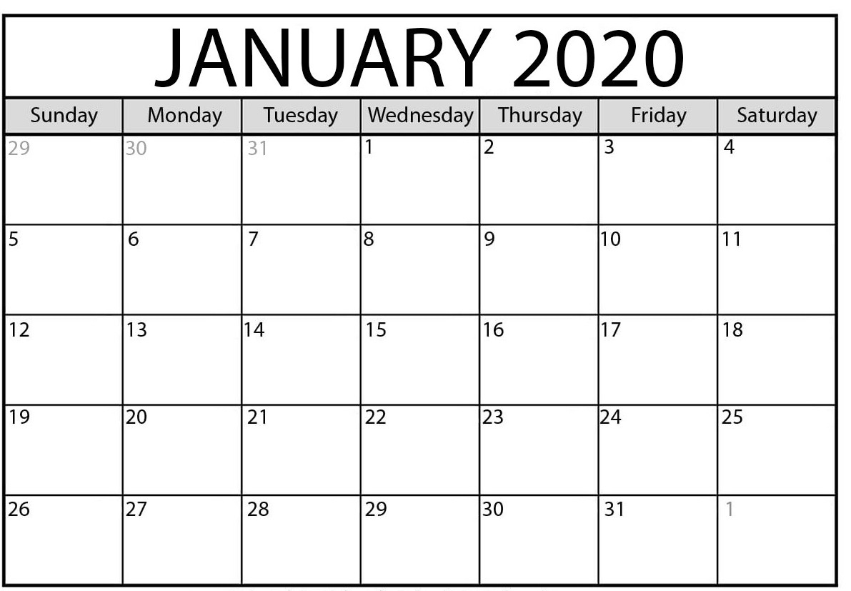 January 2020 Calendar | 2020 Yearly Calendar Template Download!!