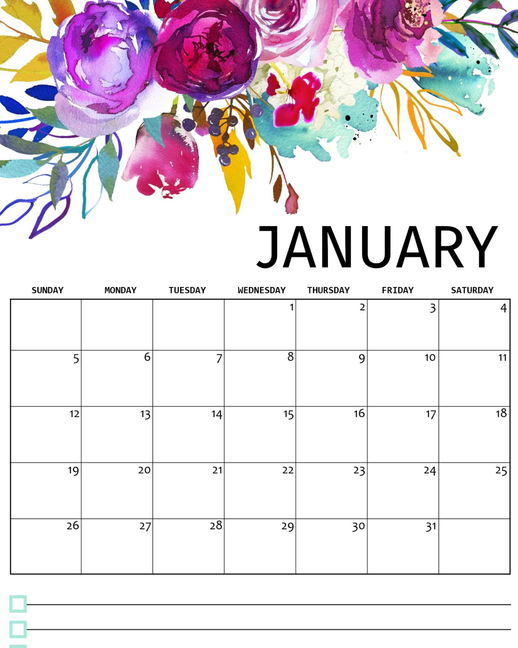 January 2020 Calendar Canada With Holidays &amp; Notes - Set