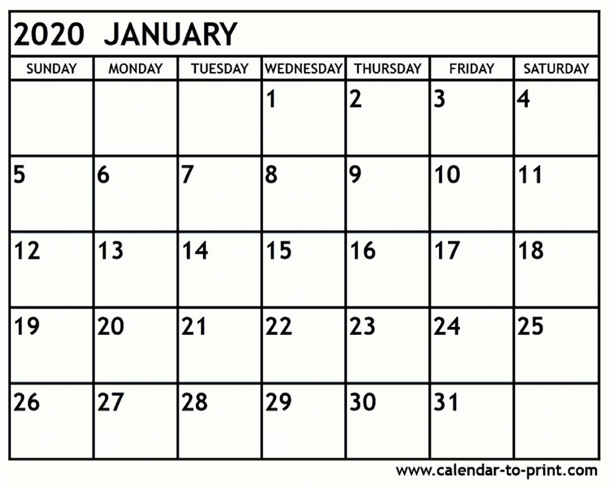 January 2020 Calendar Printable Pdf | Example Calendar Printable
