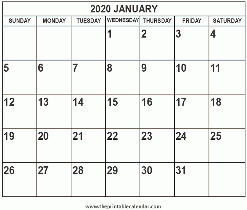 January 2020 Calendar Waterproof - Togo.wpart.co