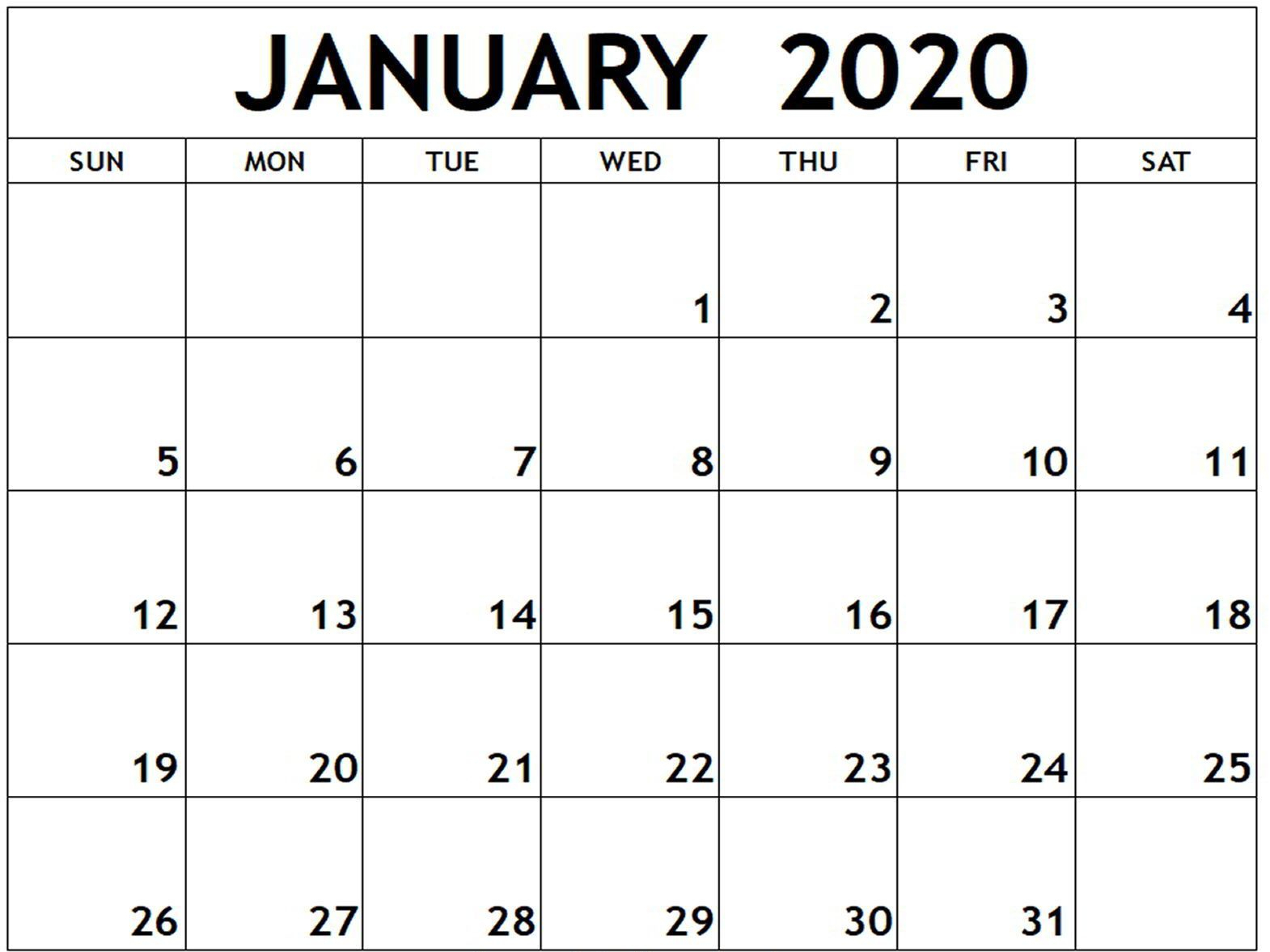 January 2020 Calendar Word Doc | Free Calendar Template