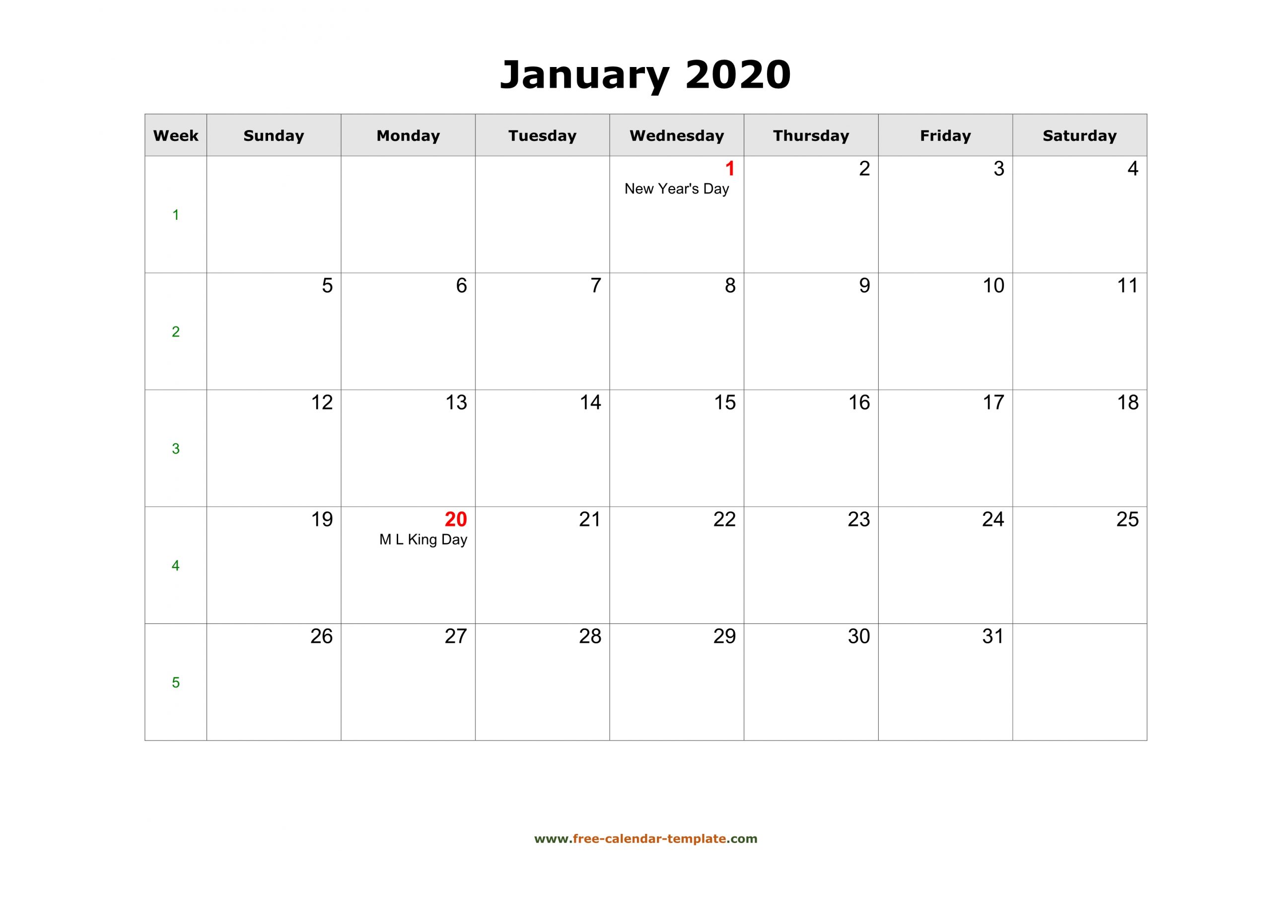 January 2020 Free Calendar Tempplate | Free-Calendar
