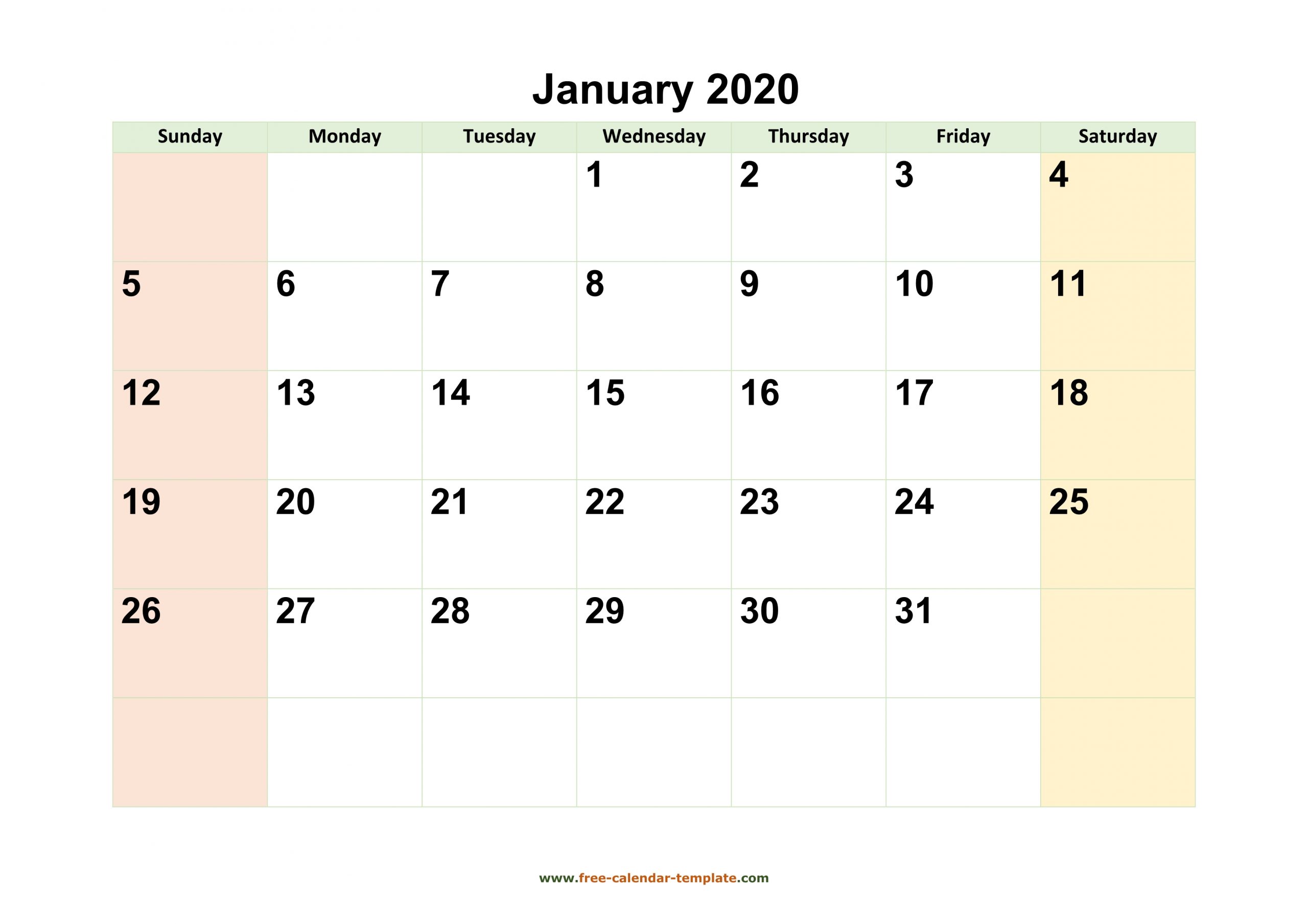 January 2020 Free Calendar Tempplate | Free-Calendar