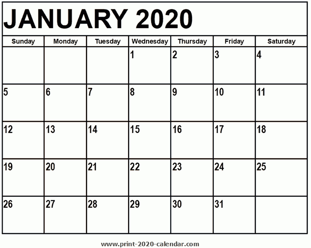 January 2020 Printable Calendar