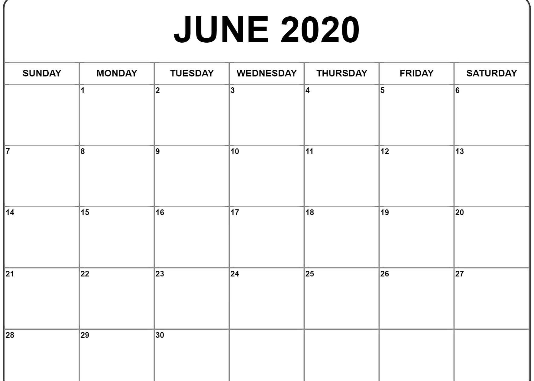 June 2020 Calendar | Printable Calendar Template, Monthly