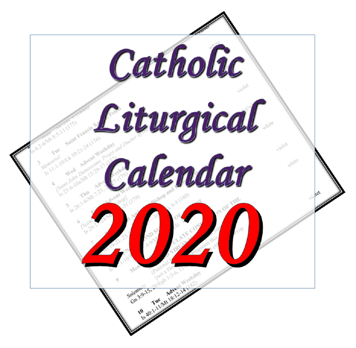 Liturgytools: Catholic Liturgical Calendars For 2020
