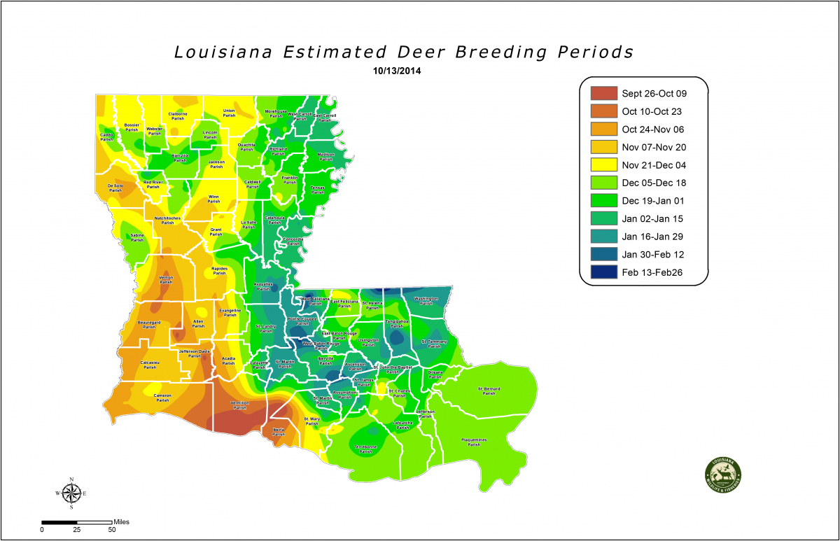 Louisiana Estimated Deer Breeding Periods | Louisiana