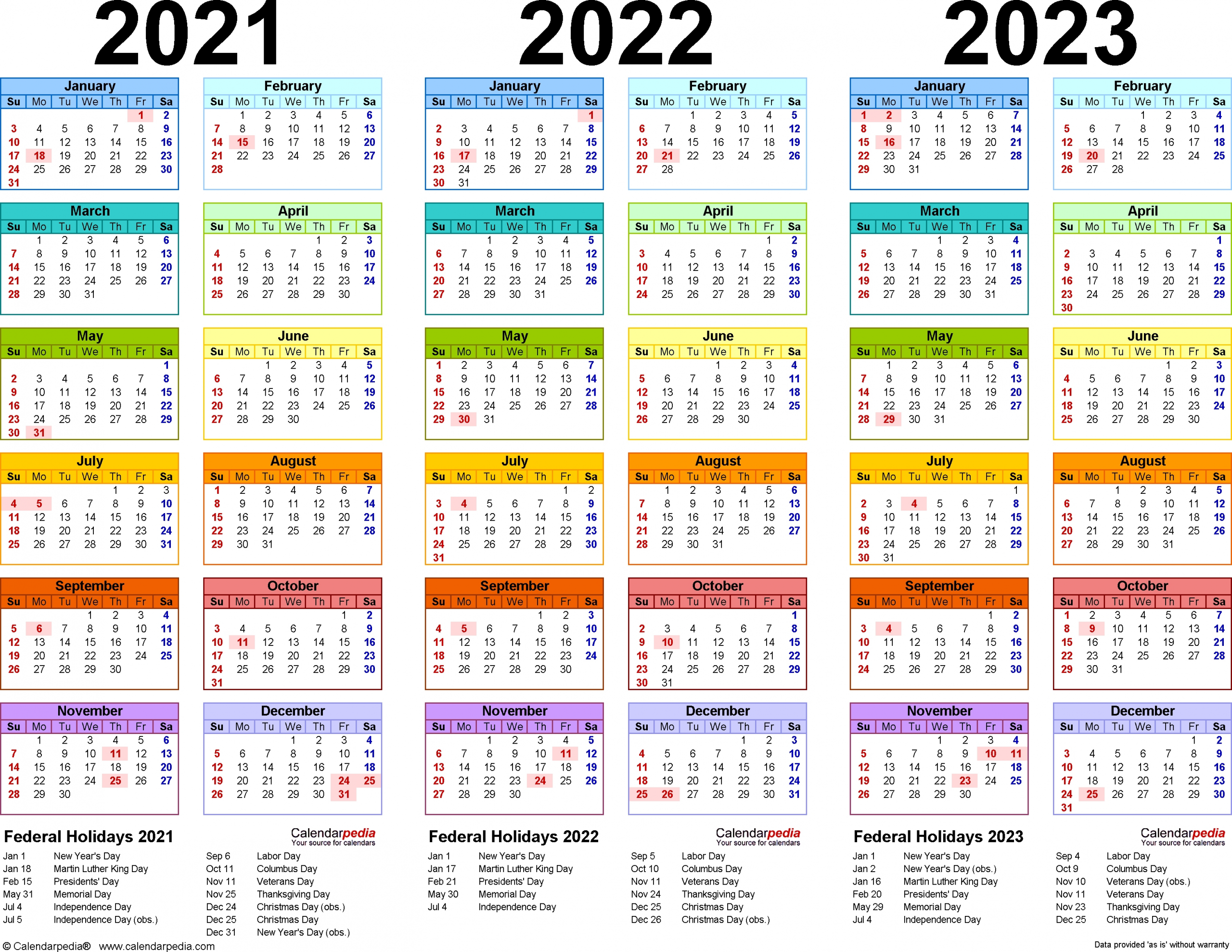 Lovely 3 Year Calendar 2022 To 2024 : Mini Calendar Template