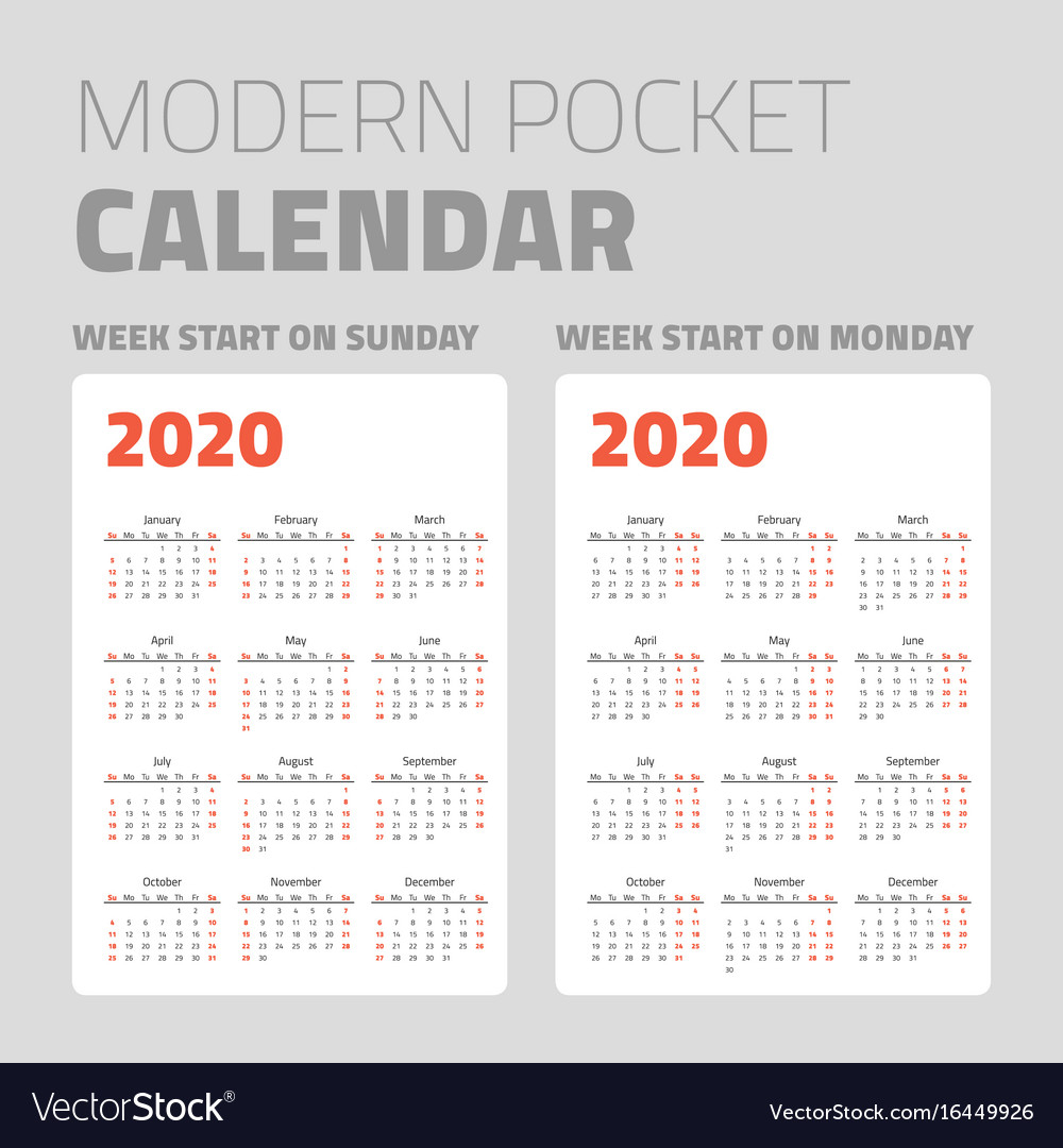 Modern Pocket Calendar Set 2020
