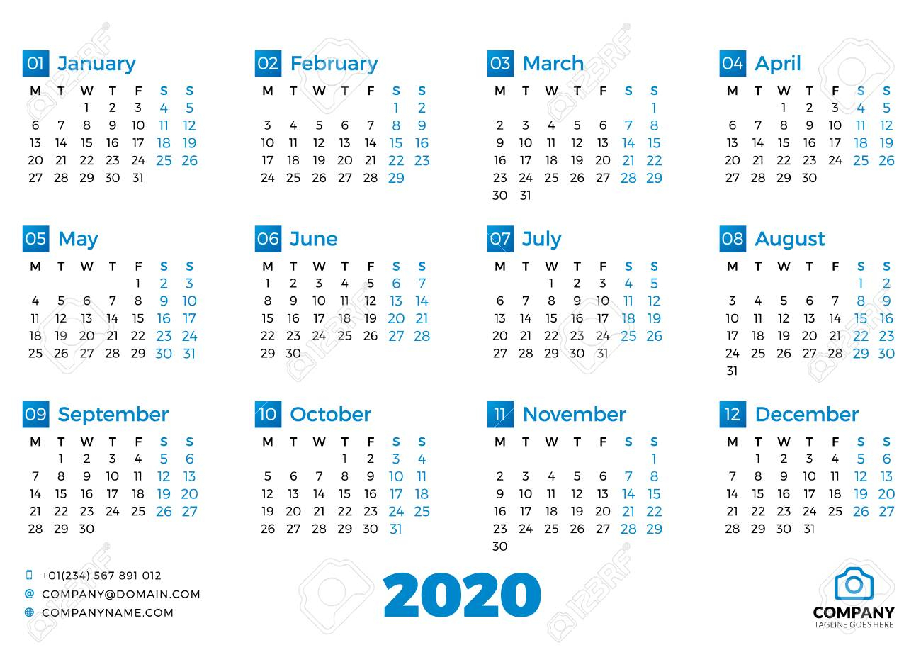 Monday Start Calendar 2020 - Togo.wpart.co