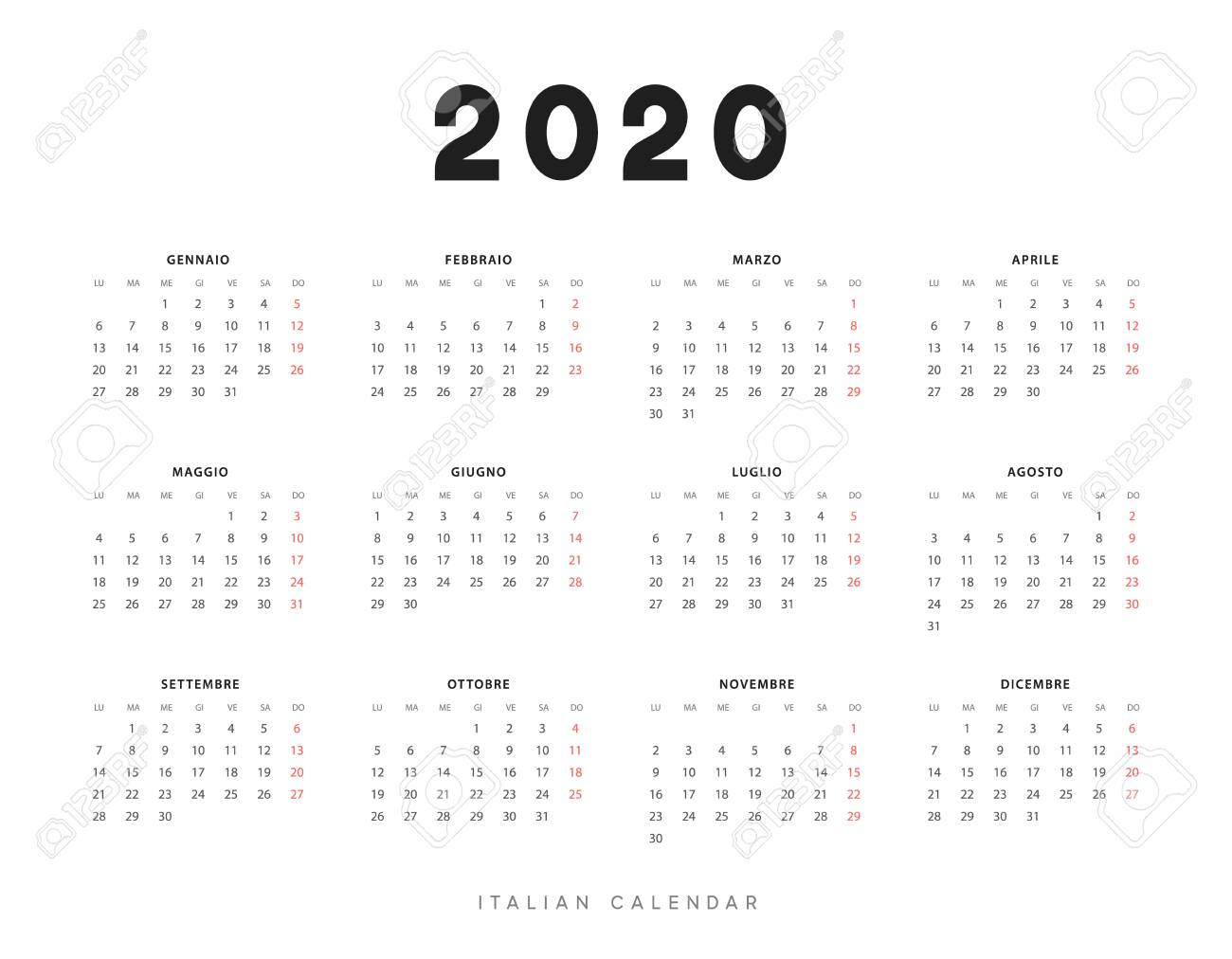 Monday Start Calendar 2020 - Togo.wpart.co