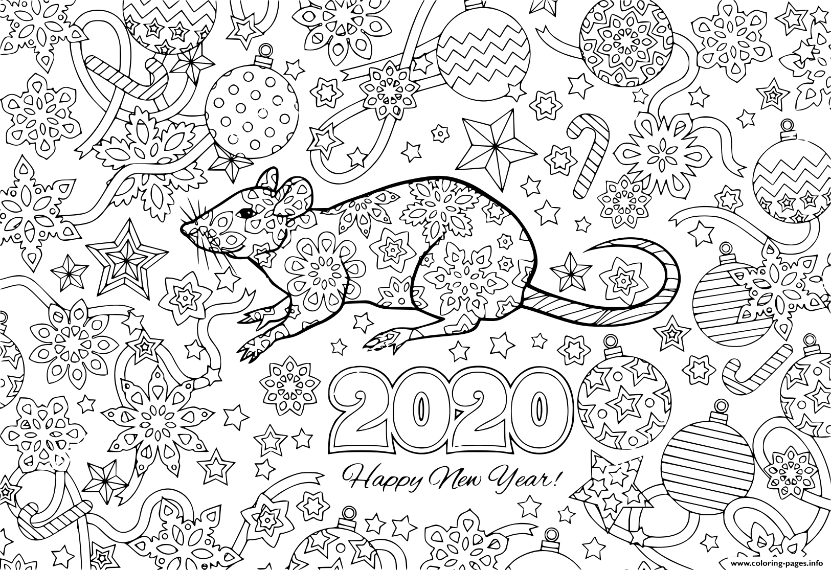 New Year 2020 Rat And Festive Objects Image For Calendar