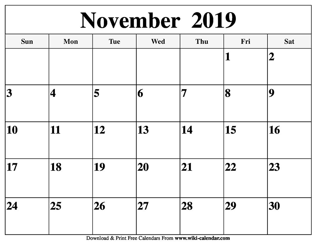 November 2019 Calendar Printable #november2019Calendar