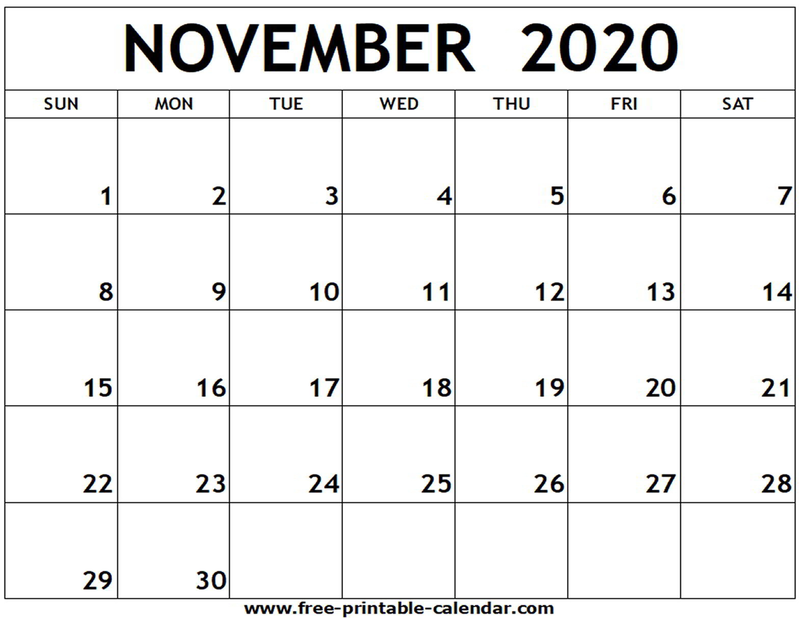 November 2020 Calendar Holidays Printable - Teke.wpart.co