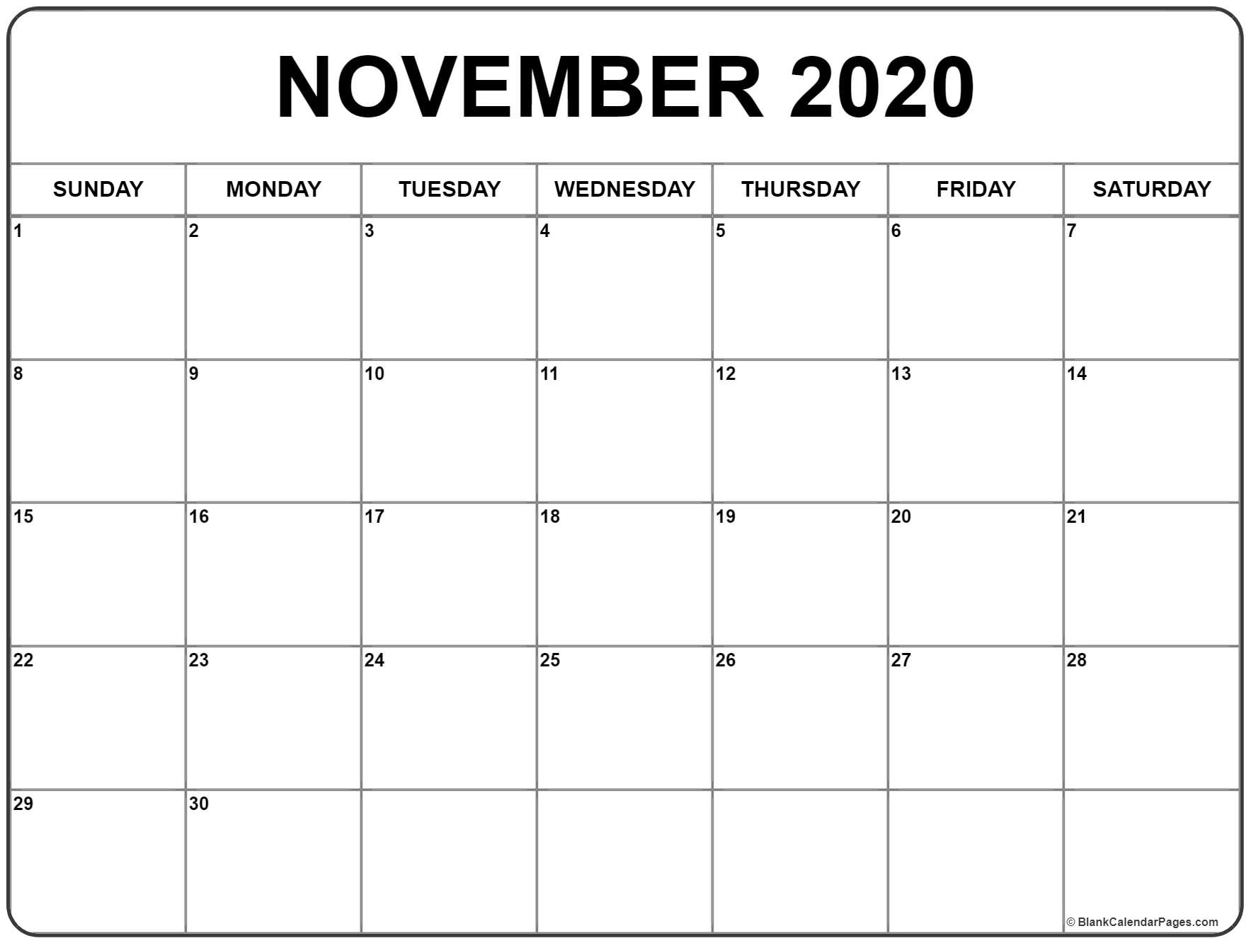 November 2020 Calendars To Print - Togo.wpart.co