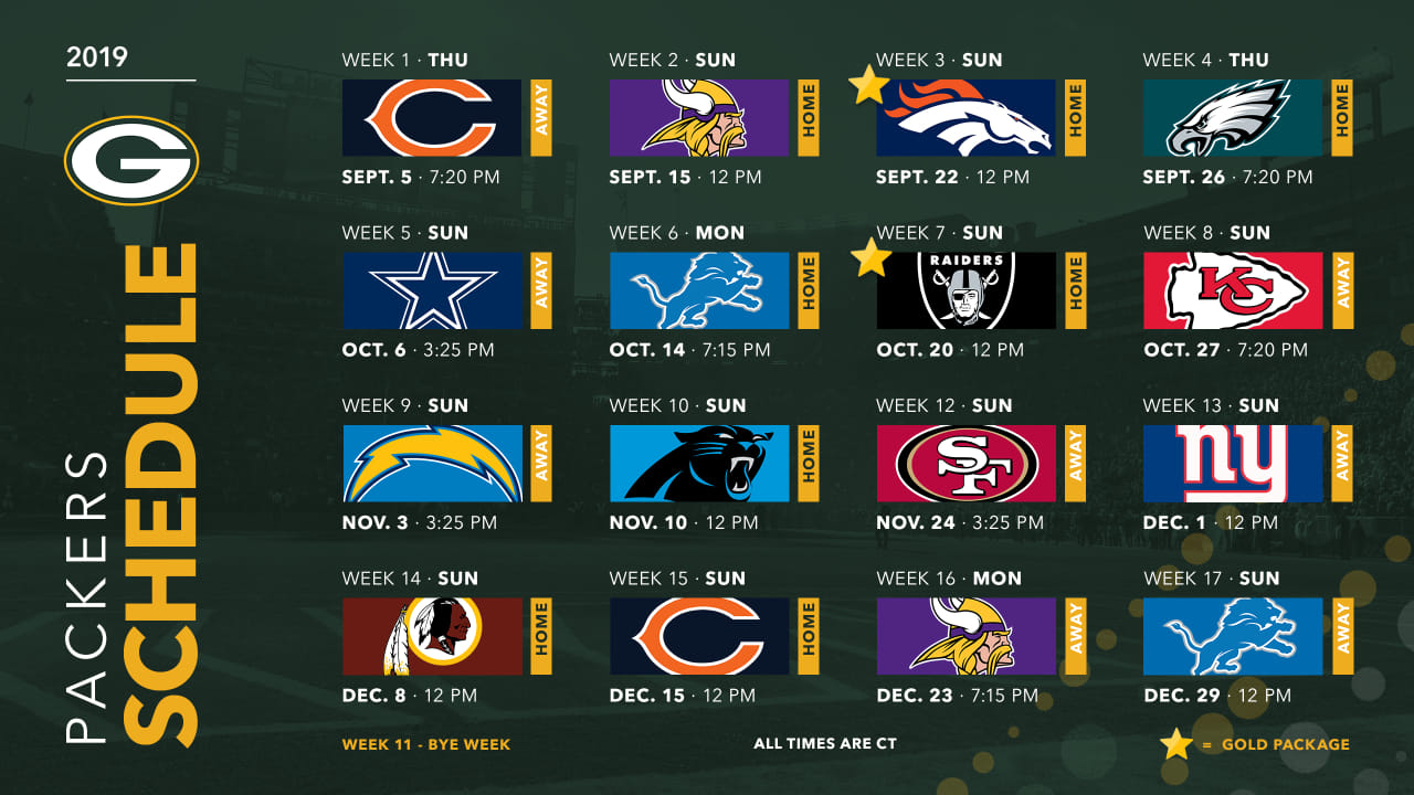 Packers Announce 2019 Schedule