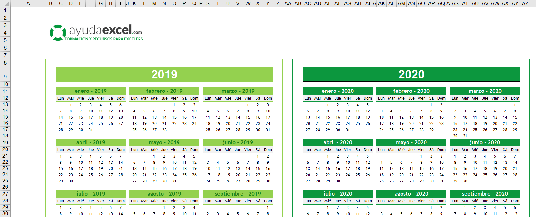 Plantillas Calendario En Excel 2020 - Ayuda Excel