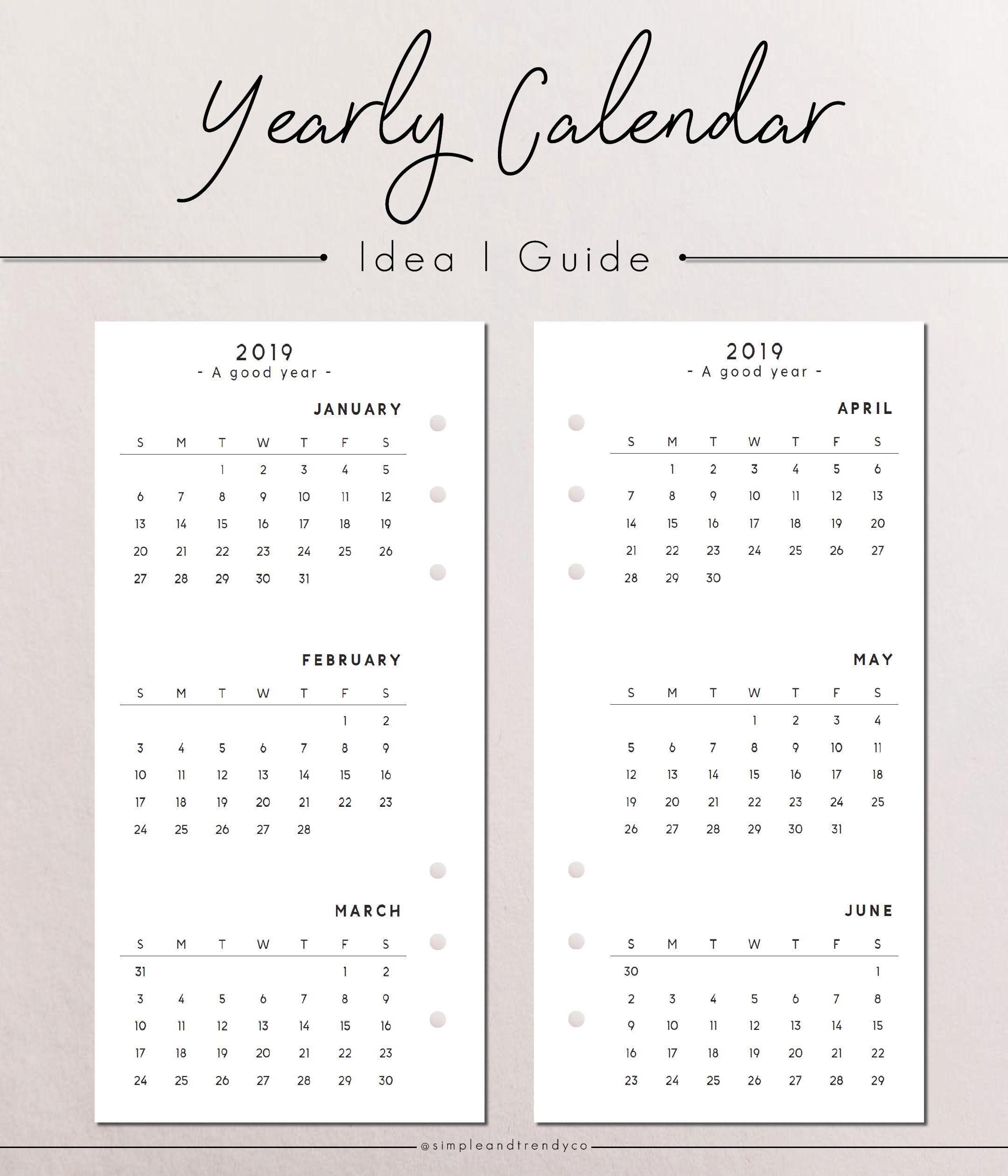 Pocket Size Calendar Printable, 2019 Pocket Calendar Sunday
