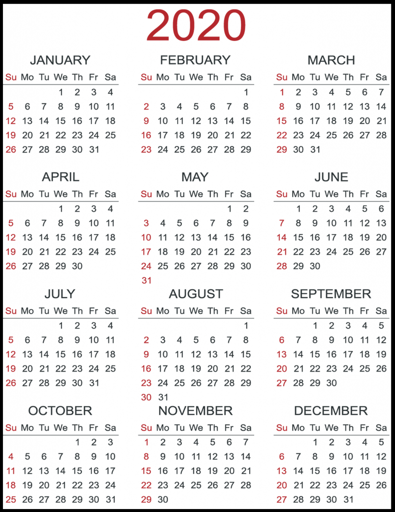 Print Online Calendar 2020 - Togo.wpart.co