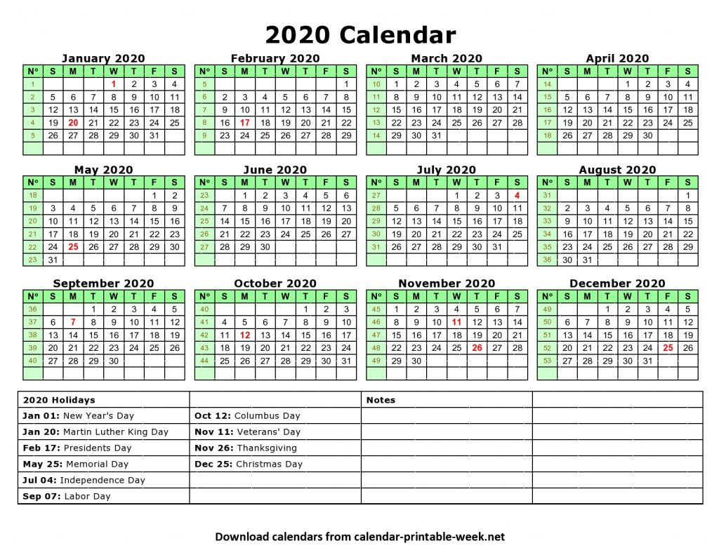 Printable 2020 Calendar – Calendar Printable Week