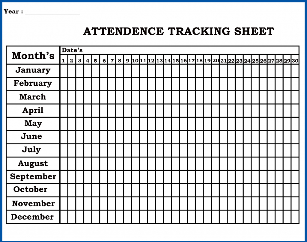 Printable Attendance Sheet/ Tracker Template In Pdf, Word
