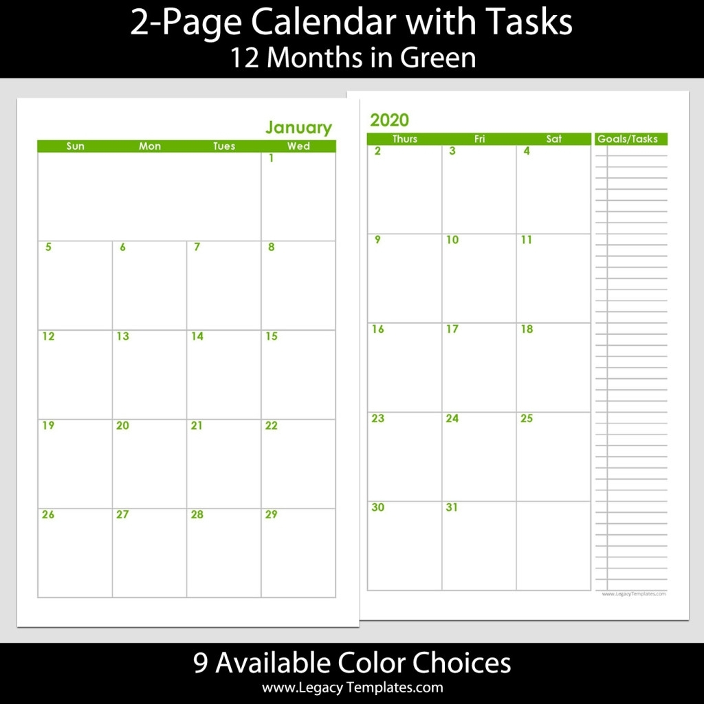 Printable Calendar 2020 Monthly On 2 Pages | Monthly