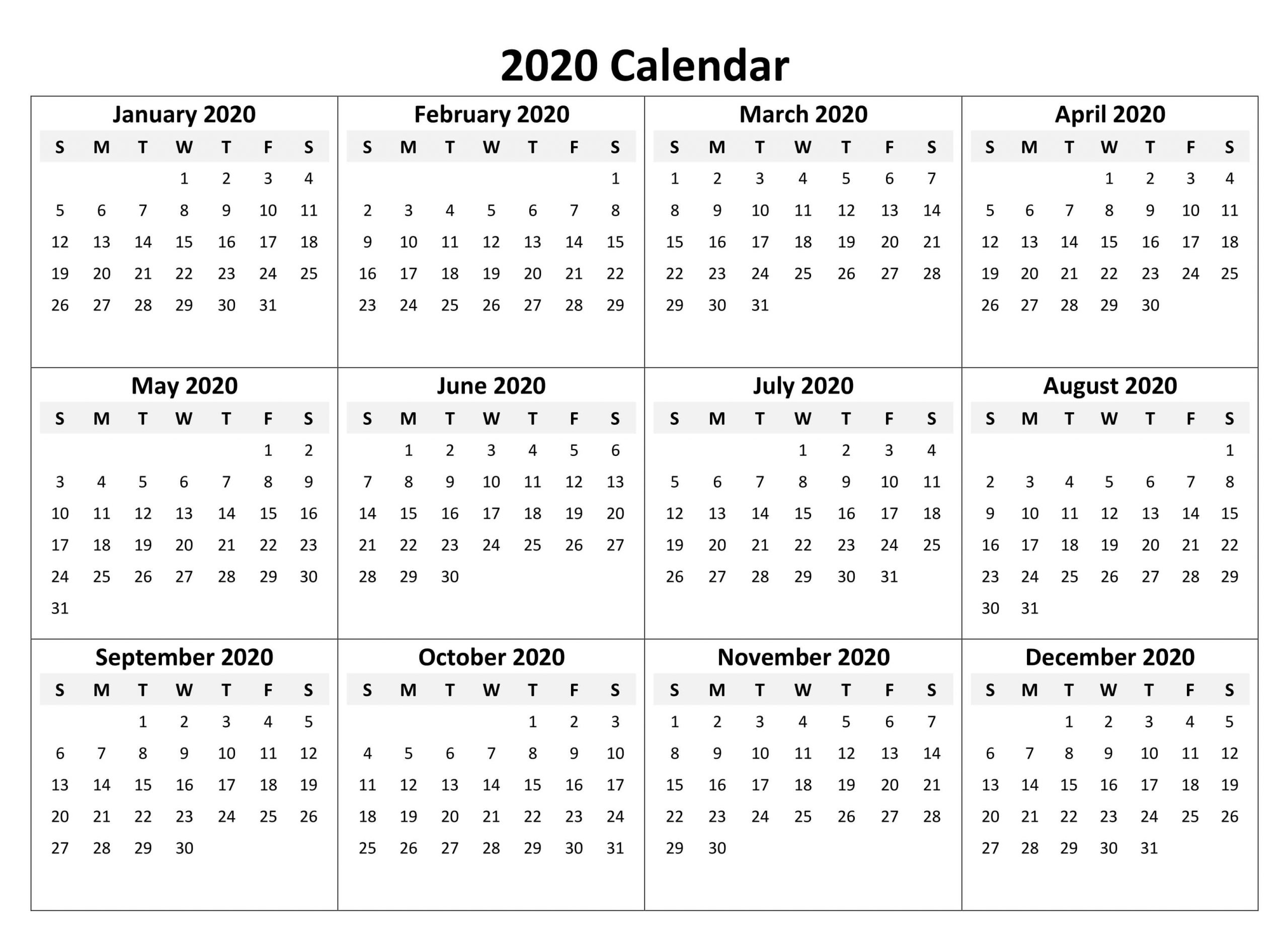 Printable Calendar 2020 With Notes - 2019 Calendars For