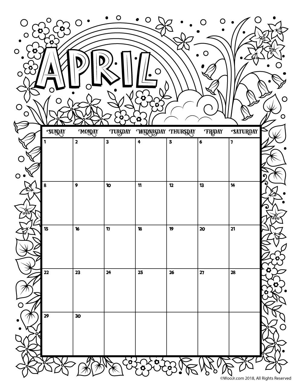 Printable Coloring Calendar For 2020 (And 2019!) | Holiday