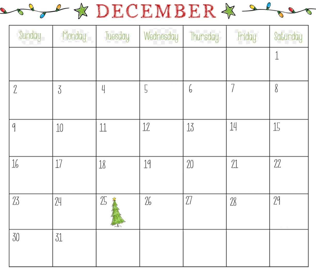 Printable December 2018 Blank Calendar For Office
