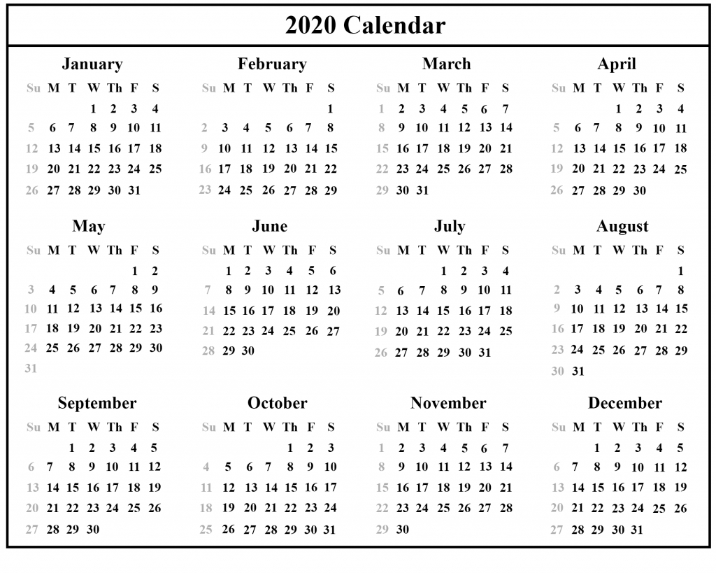 Printable Free Download Indian Calendar 2020 [Pdf, Excel